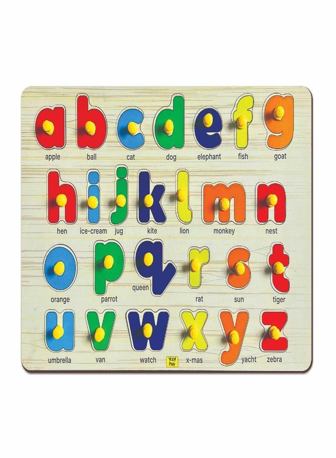 YaYplay Yay Play Small ABCD Knob and Pegged Puzzle for Kids 2+ Years, Preschool Learning Educational Wooden Small Letter Alphabets Board - Image 1